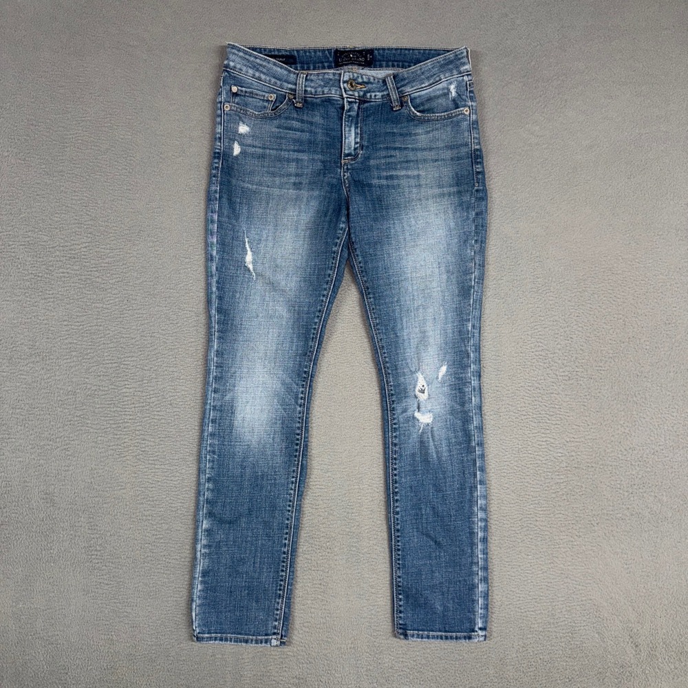 Lucky Brand Jeans Womens 6 Blue Lolita Skinny Stretch Distressed Mid Rise Denim